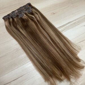 Foxy locks SUNKISSED BROWN - 18" SEAMLESS CLIP IN HUMAN HAIR EXTENSIONS